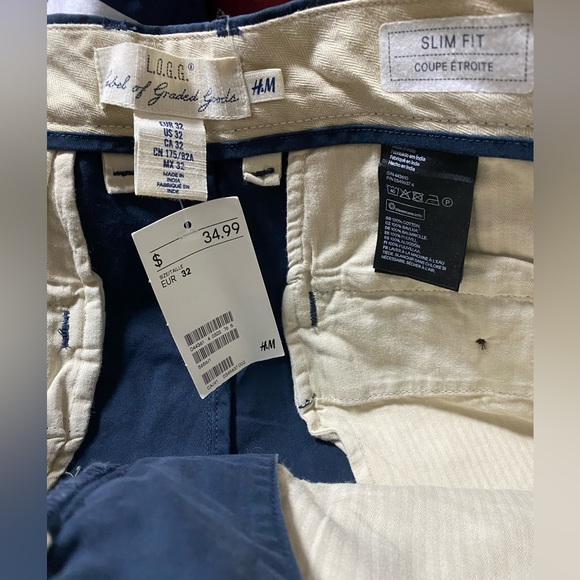 H&M LOGG Men's Blue Pants Slim Fit Size 32 - Picture 3 of 3